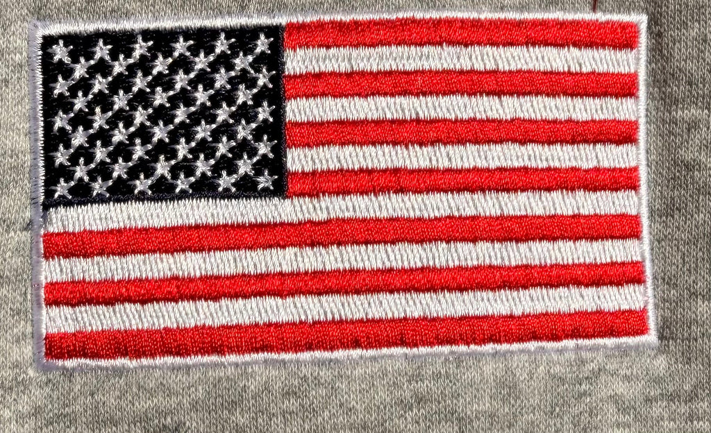 Grey Retro Nike Hoodie with Sewn-On USA and Flag