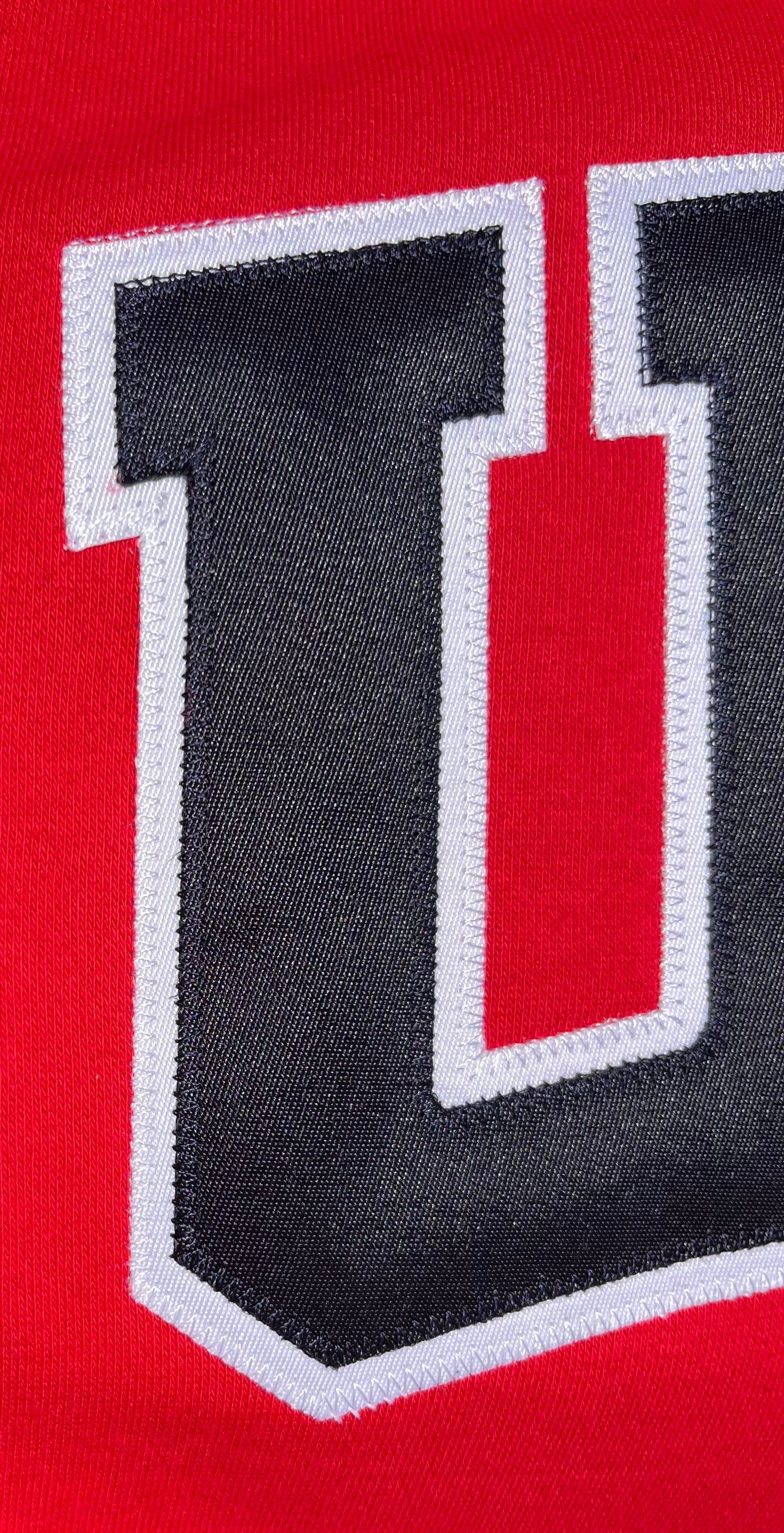 Red Retro Nike Hoodie with Sewn-On USA and Flag