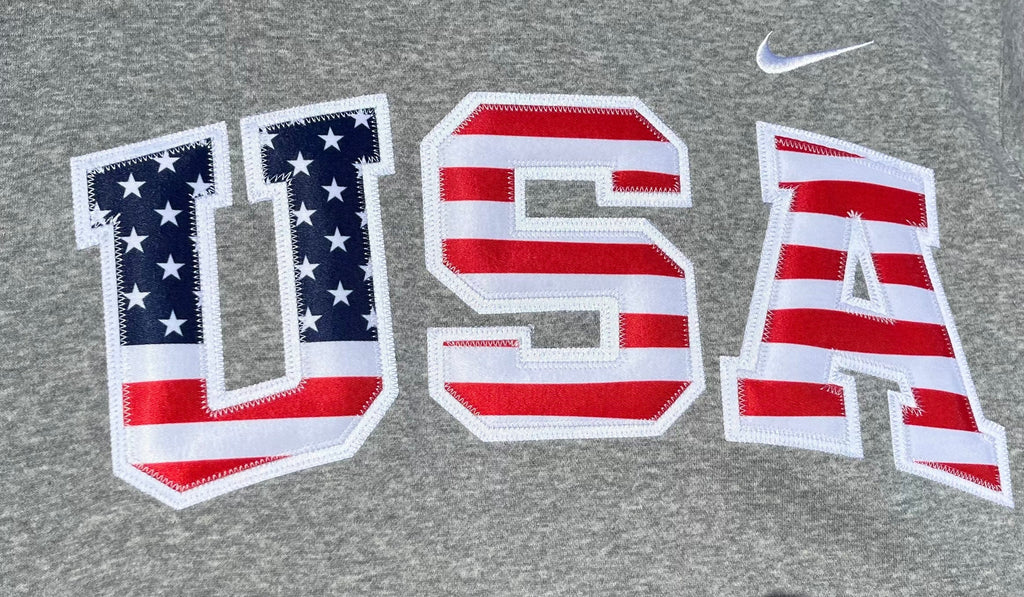 Stars & Stripes Retro Nike Hoodie with Sewn-On USA and Flag