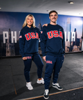 Navy Retro Nike Joggers with Sewn-On USA
