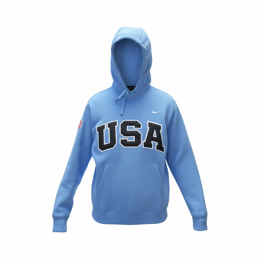 Carolina Retro Nike Hoodie with Sewn-On USA and Flag