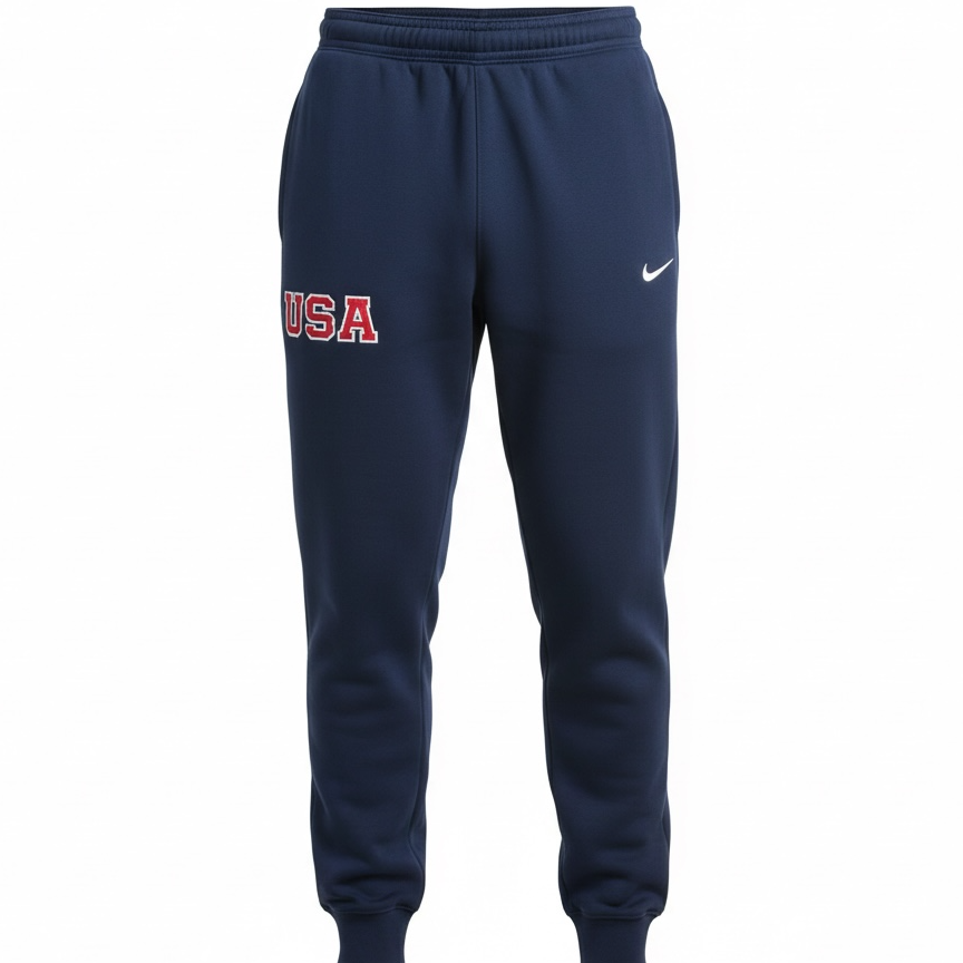 Navy Retro Nike Joggers with Sewn-On USA