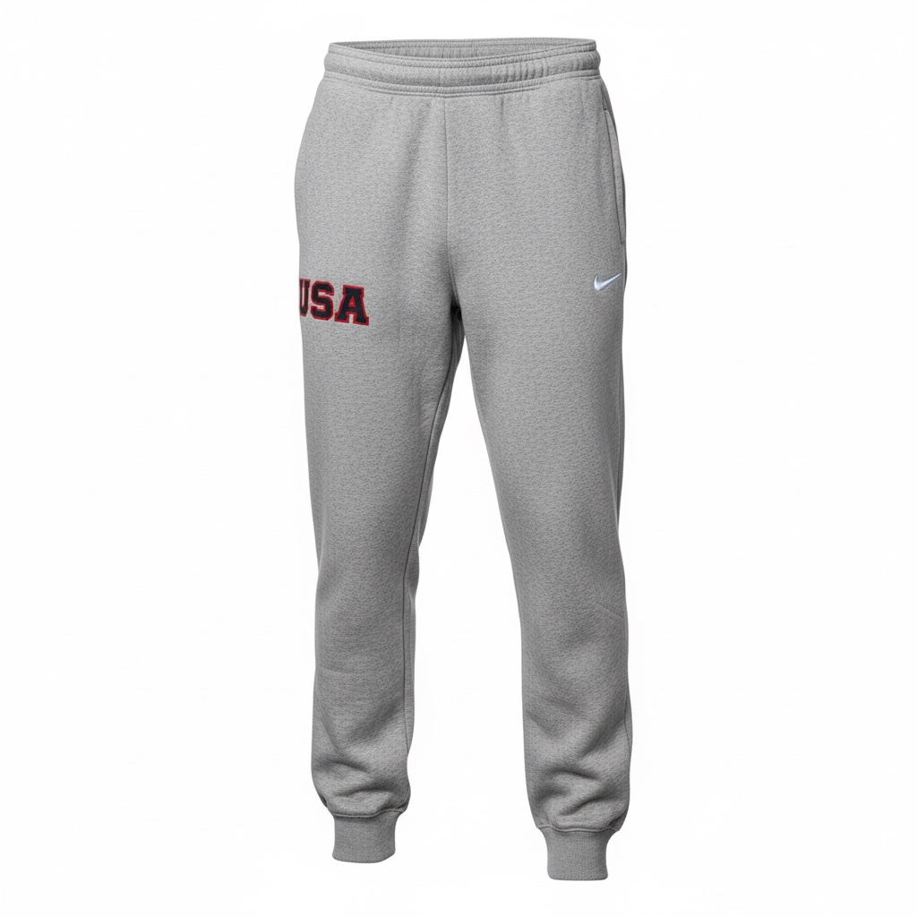 Grey Retro Nike Joggers with Sewn-On USA