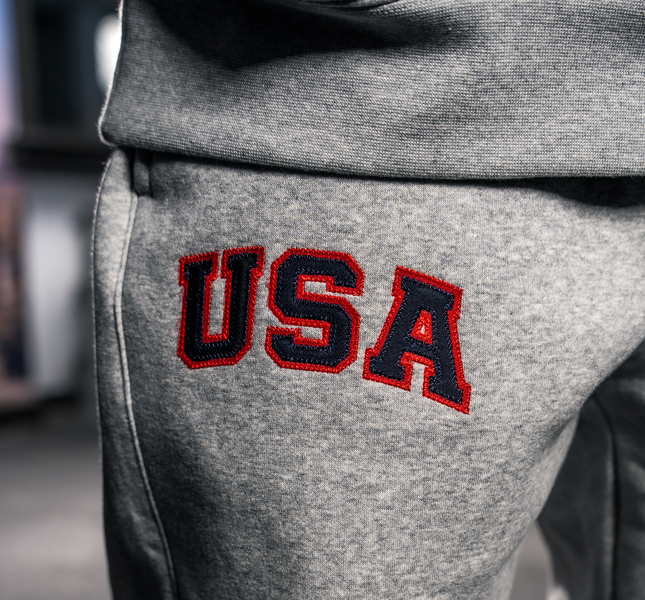 Grey Retro Nike Joggers with Sewn-On USA
